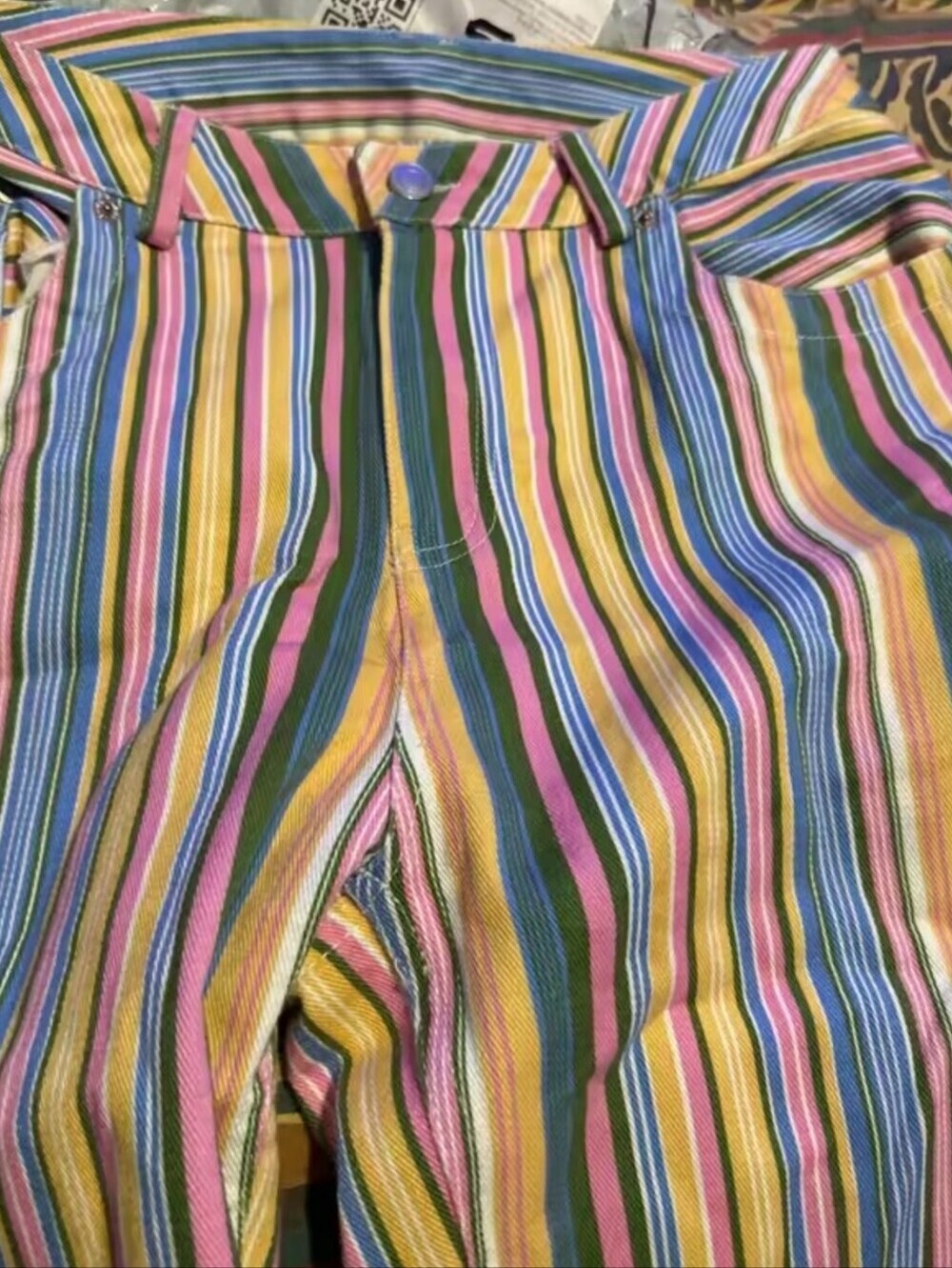 Striped Wide-Leg Women’s Jeans in Multi-Color - Picture 5 of 10